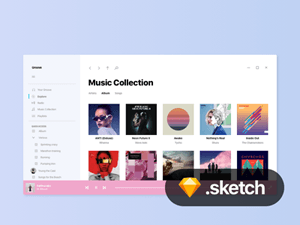 Windows 10 Project NEON Groove Music UI made in Sketch