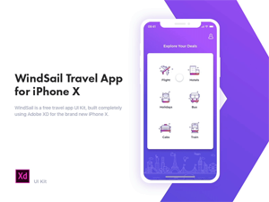 Adobe XD App Kit – Windsail Travel App for iPhone X