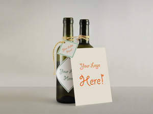 Wine Bottle & Greeting Card Mockup by Cazac Victor