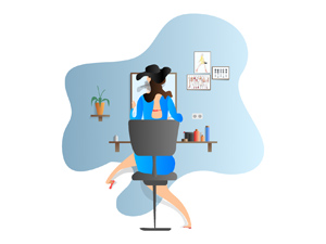 Woman in Front of Mirror Illustration