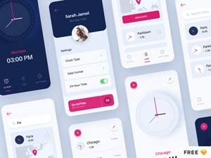 World Clock App Kit made in Sketch