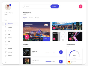 Courses Dashboard – Adobe XD Freebie