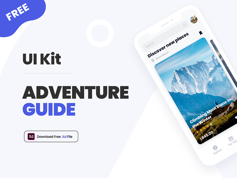 Adventure Guide XD UI Kit Freebie Supply