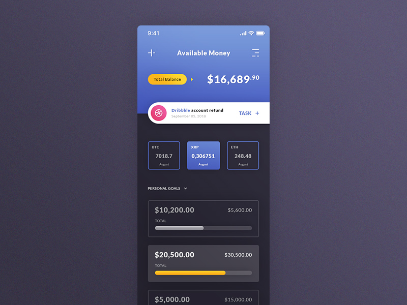 Available Money In Wallet iOS App Free PSD Freebie Supply