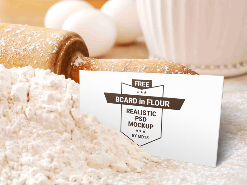Bakery Business Card In Flour Mockup PSD Freebie Freebie Supply