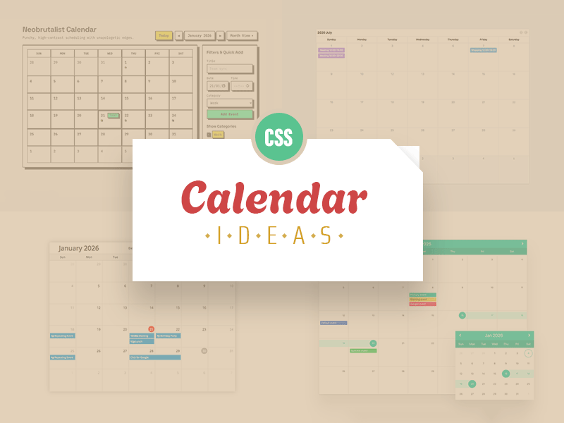 CSS Calendar Ideas - Freebie Supply