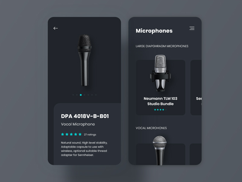 Microphone Shop App UI Freebie Supply