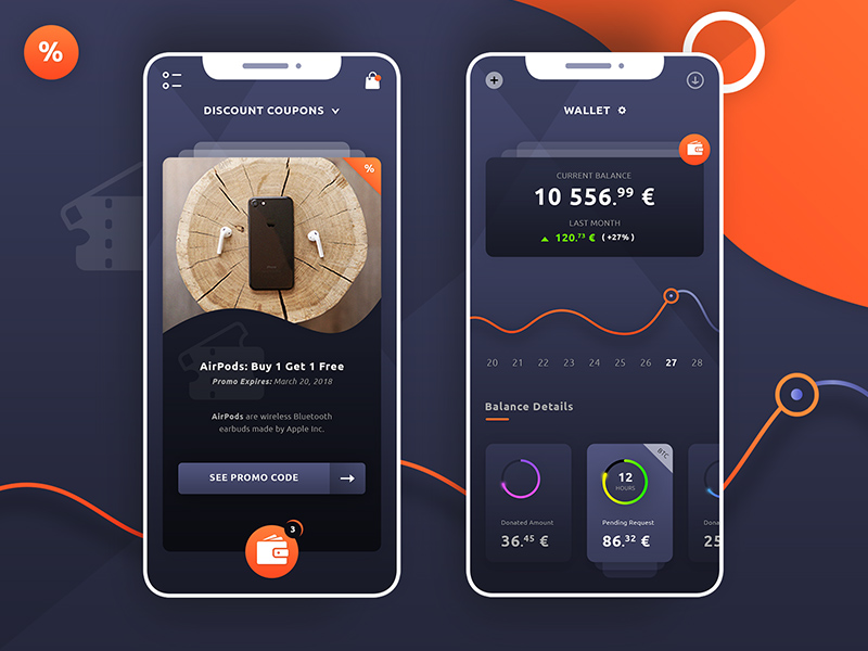 Discount Coupons & Wallet App Design PSD Freebie Supply