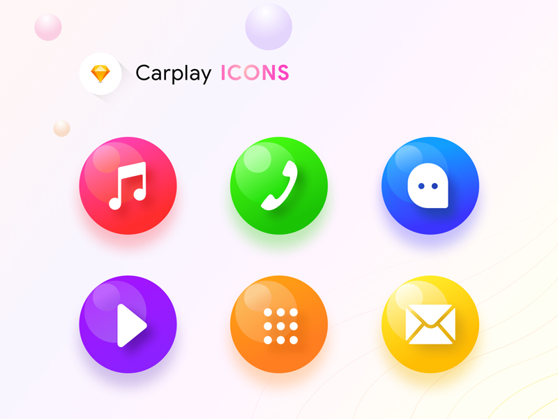 Glossy CarPlay Icons made in Sketch Freebie Supply