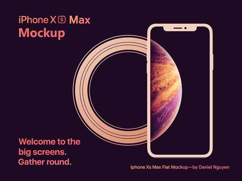iPhone Xs Max Flat Mockup PSD - Freebie Supply