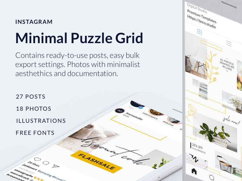 Minimal Instagram Puzzle Grid Template PSD Freebie Freebie Supply