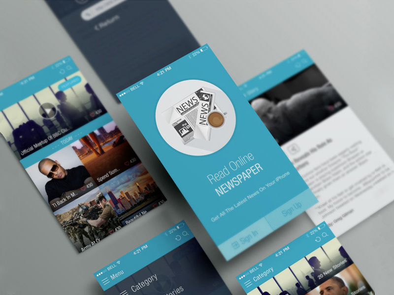 Online News Paper iOS App UI PSD - Freebie Supply