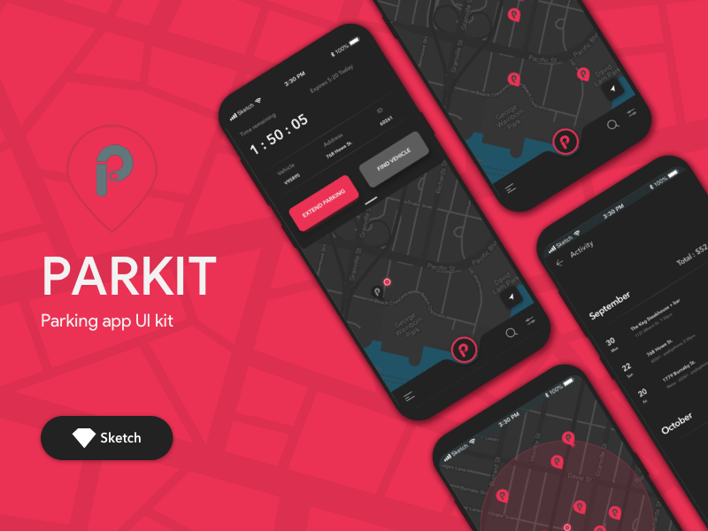Parking App UI Design - Freebie Supply