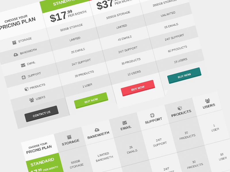 Pricing Table Examples - Free PSD - Freebie Supply