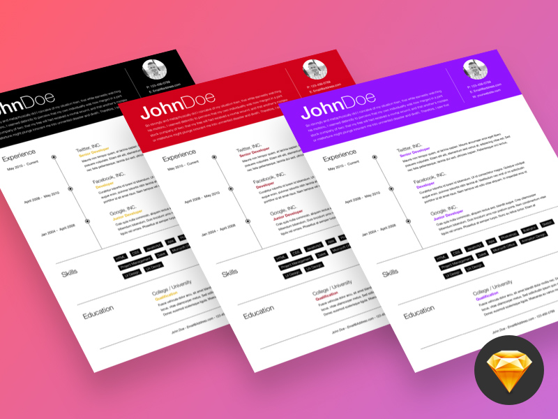 Resume Template for Sketch With Responsive HTML/CSS - Freebie Supply