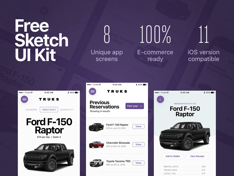 Truck Buying App UI Concept Freebie Supply