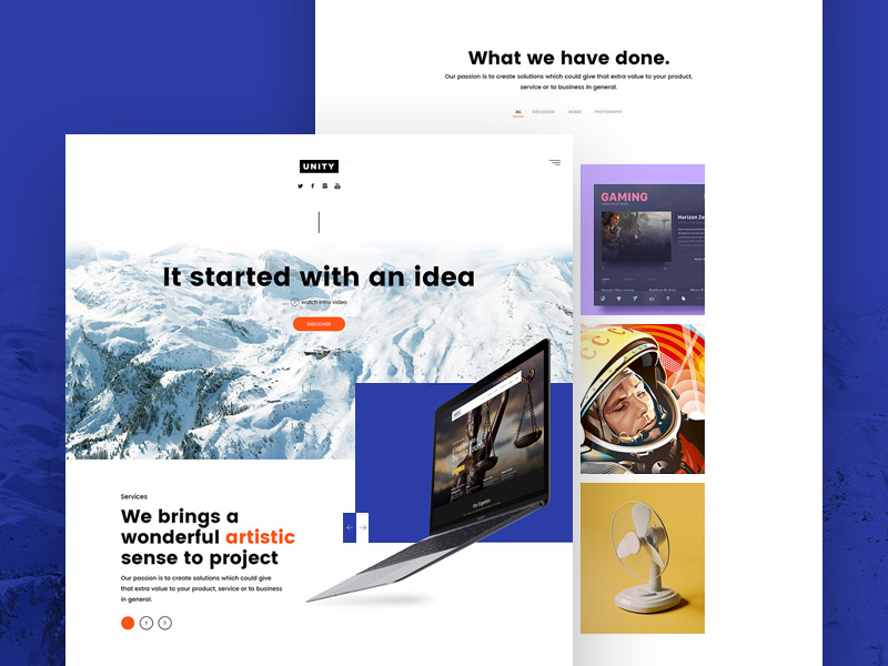 Unity Website Template PSD - Freebie Supply