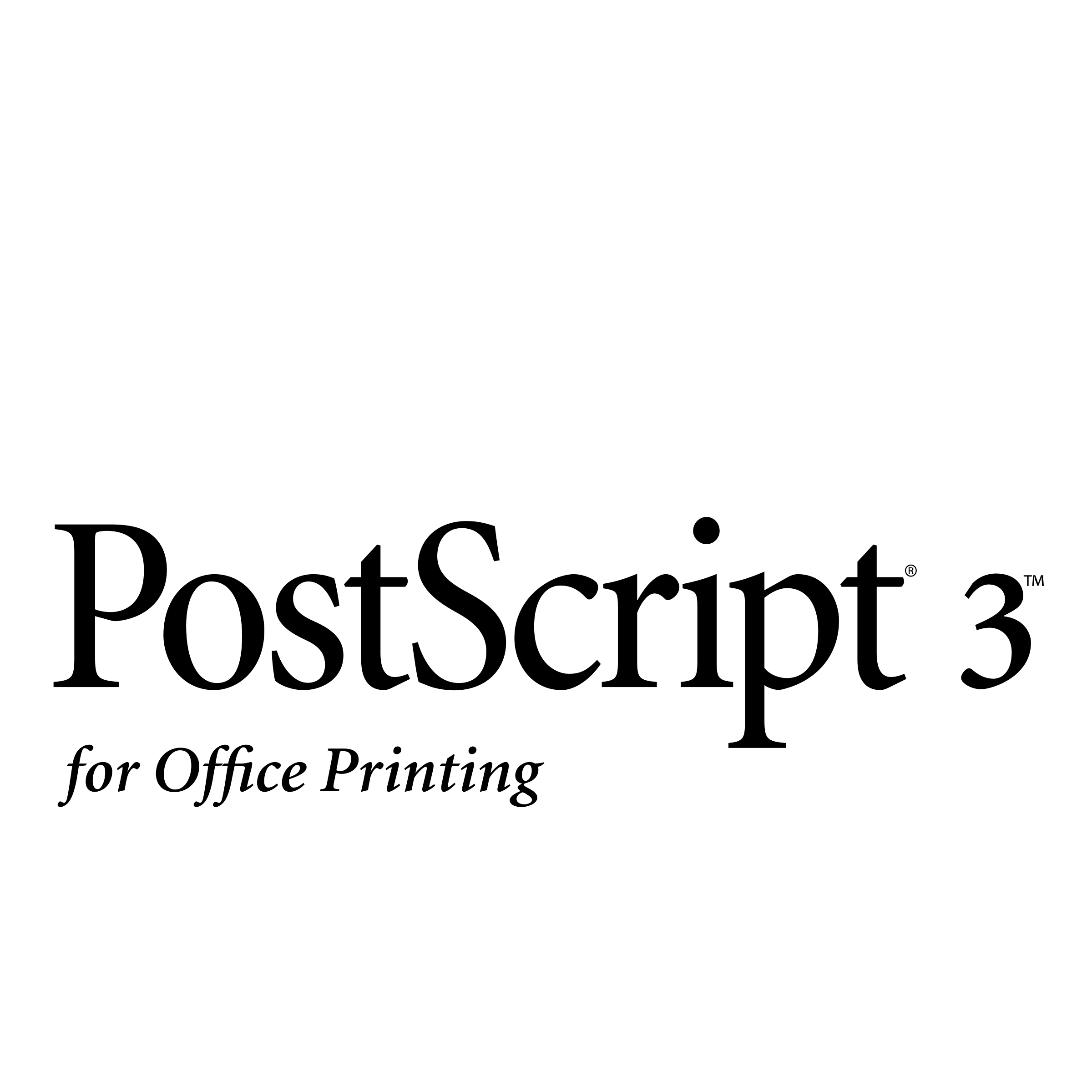 Adobe PostScript 3 Logo black and white