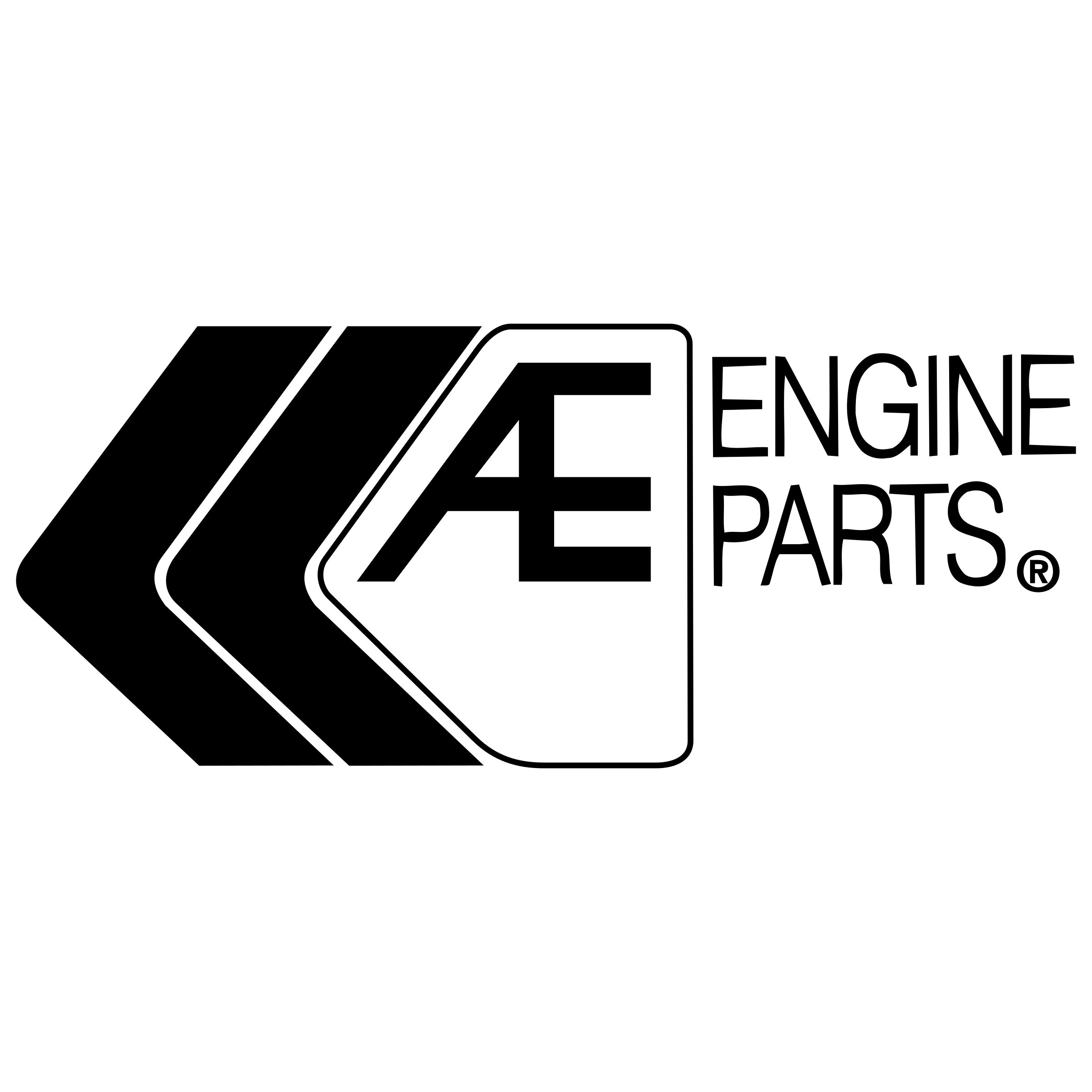 AE Engine Parts Logo black and white