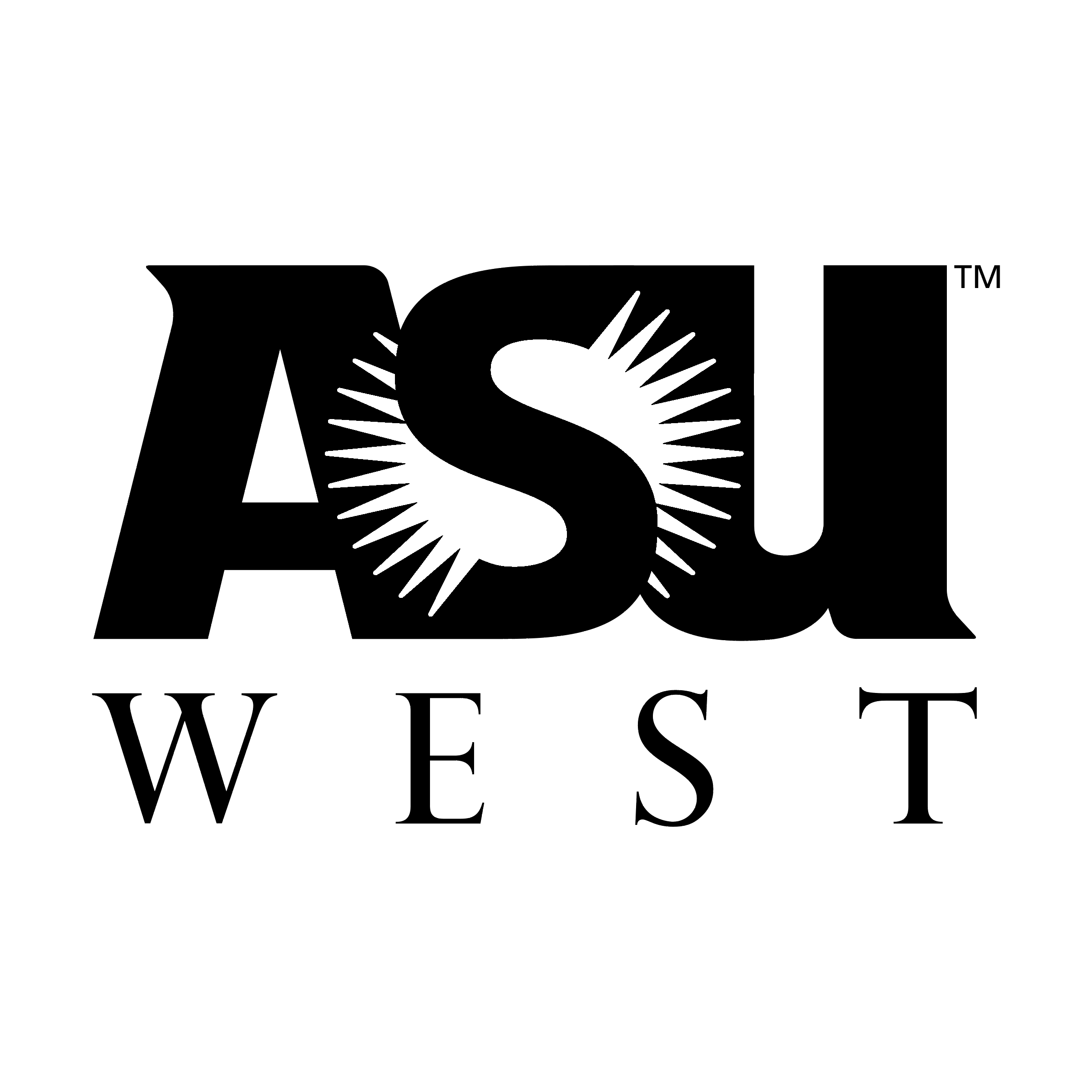 ASU West Logo black and white