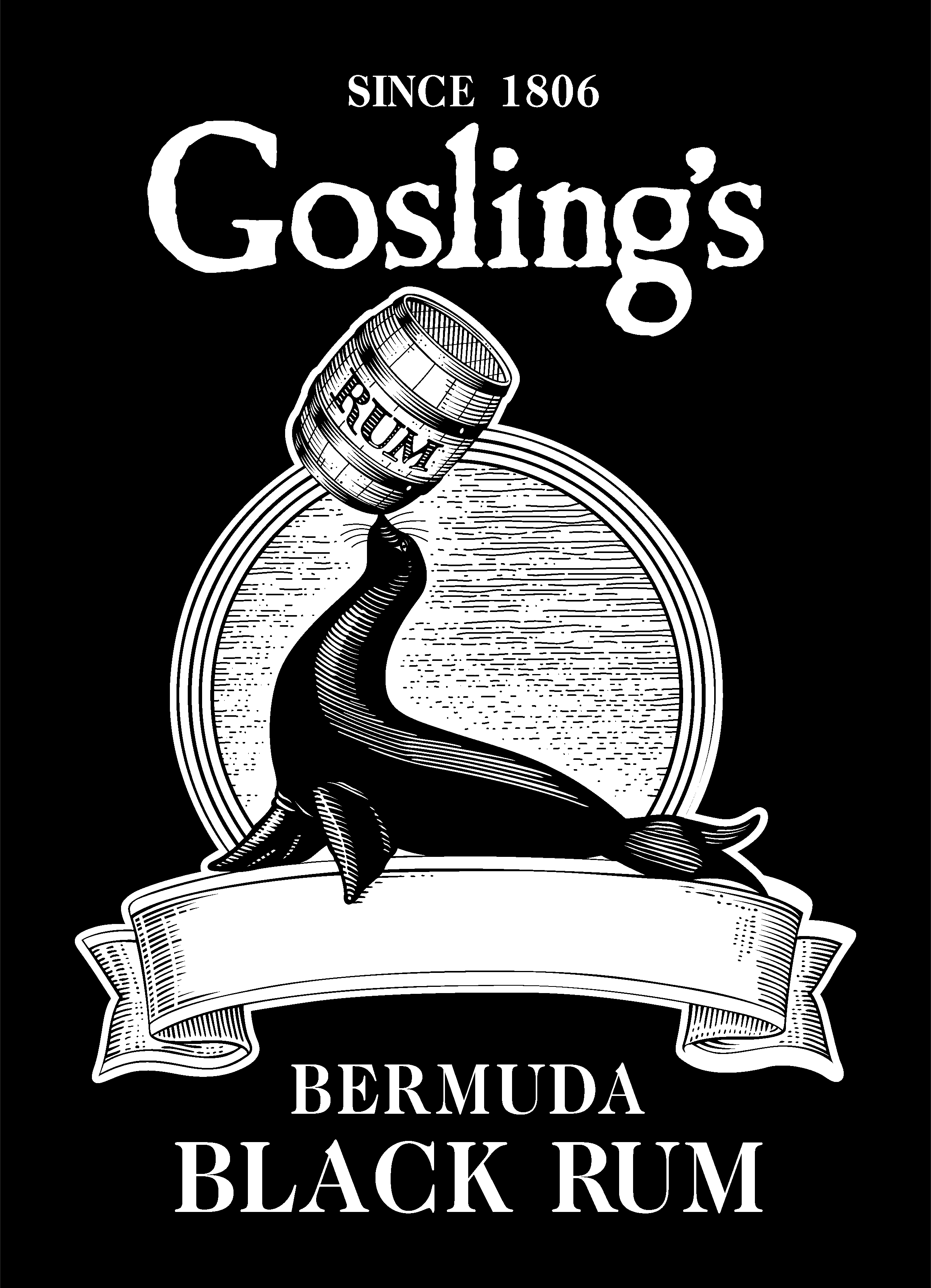 Gosligs Black Rum Logo black and white