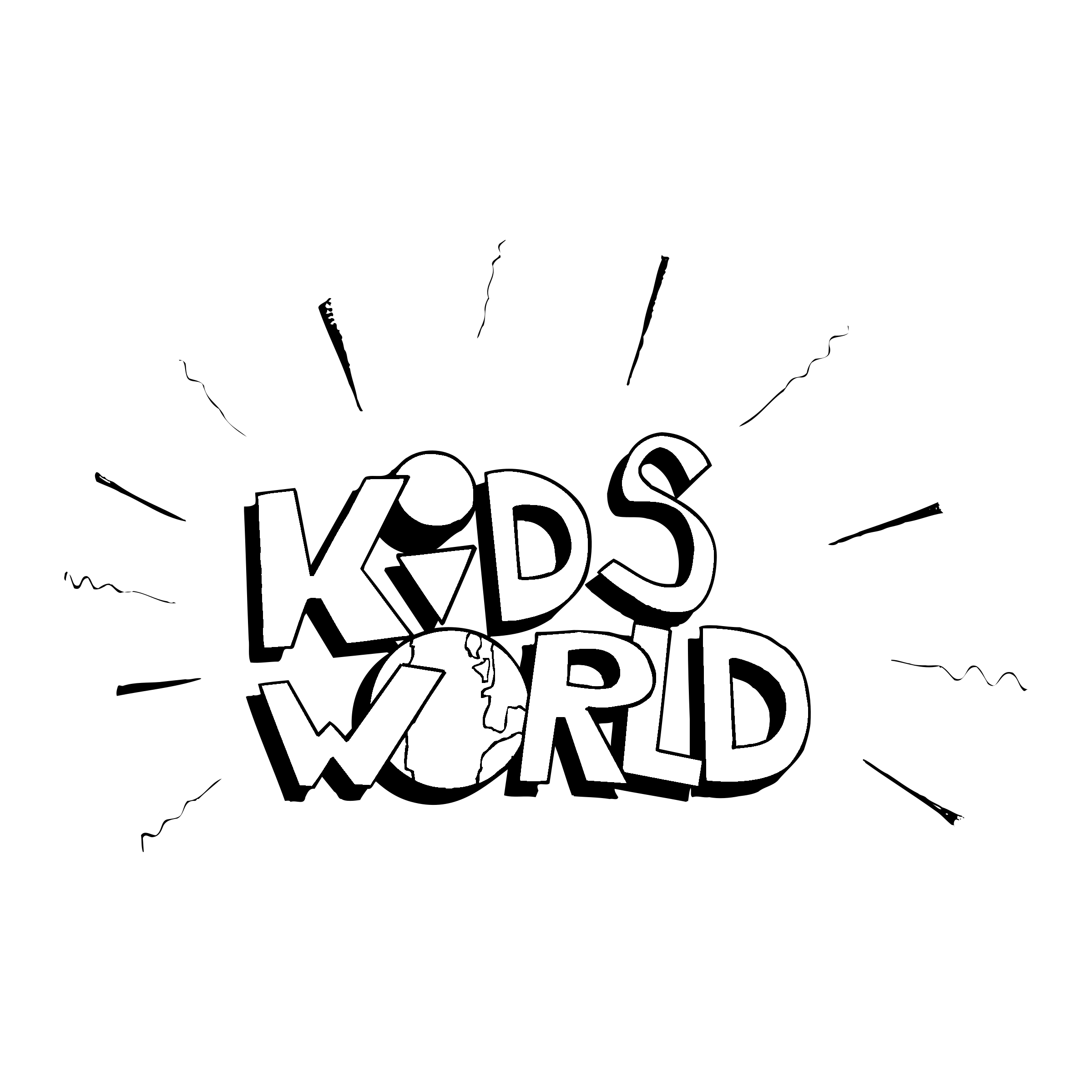 Kids World Logo black and white