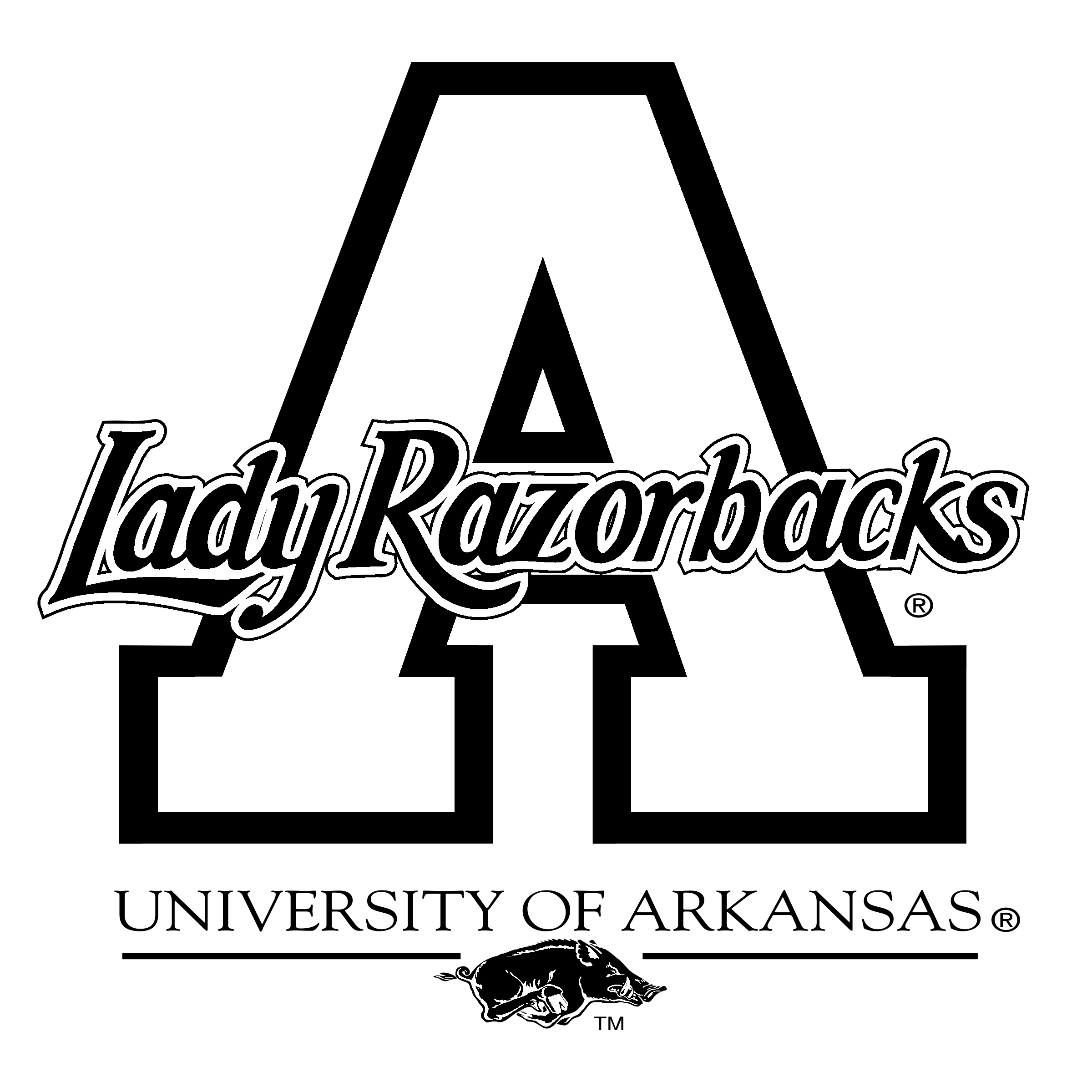 Lady Razorbacks Logo black and white