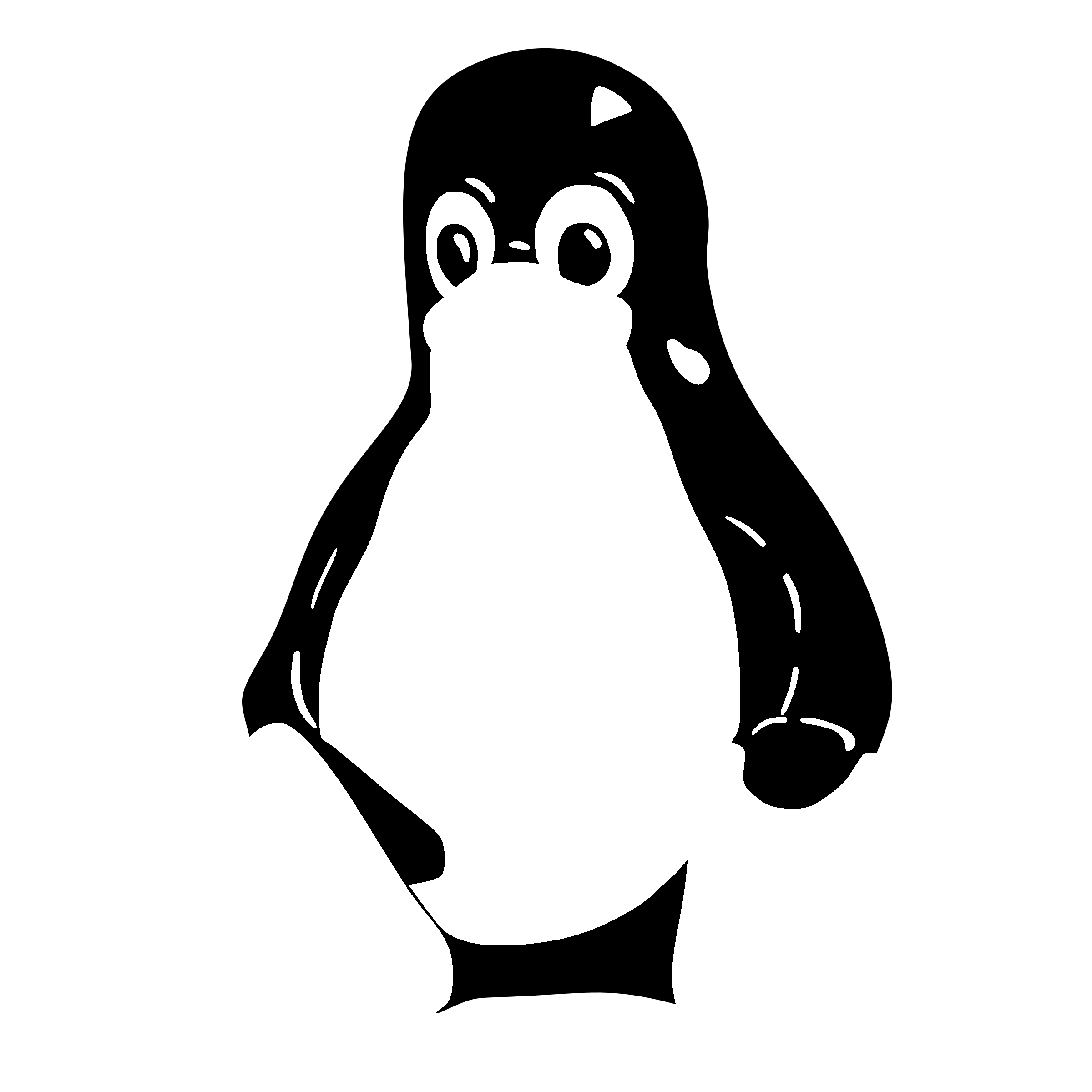 Linux Tux Logo black and white