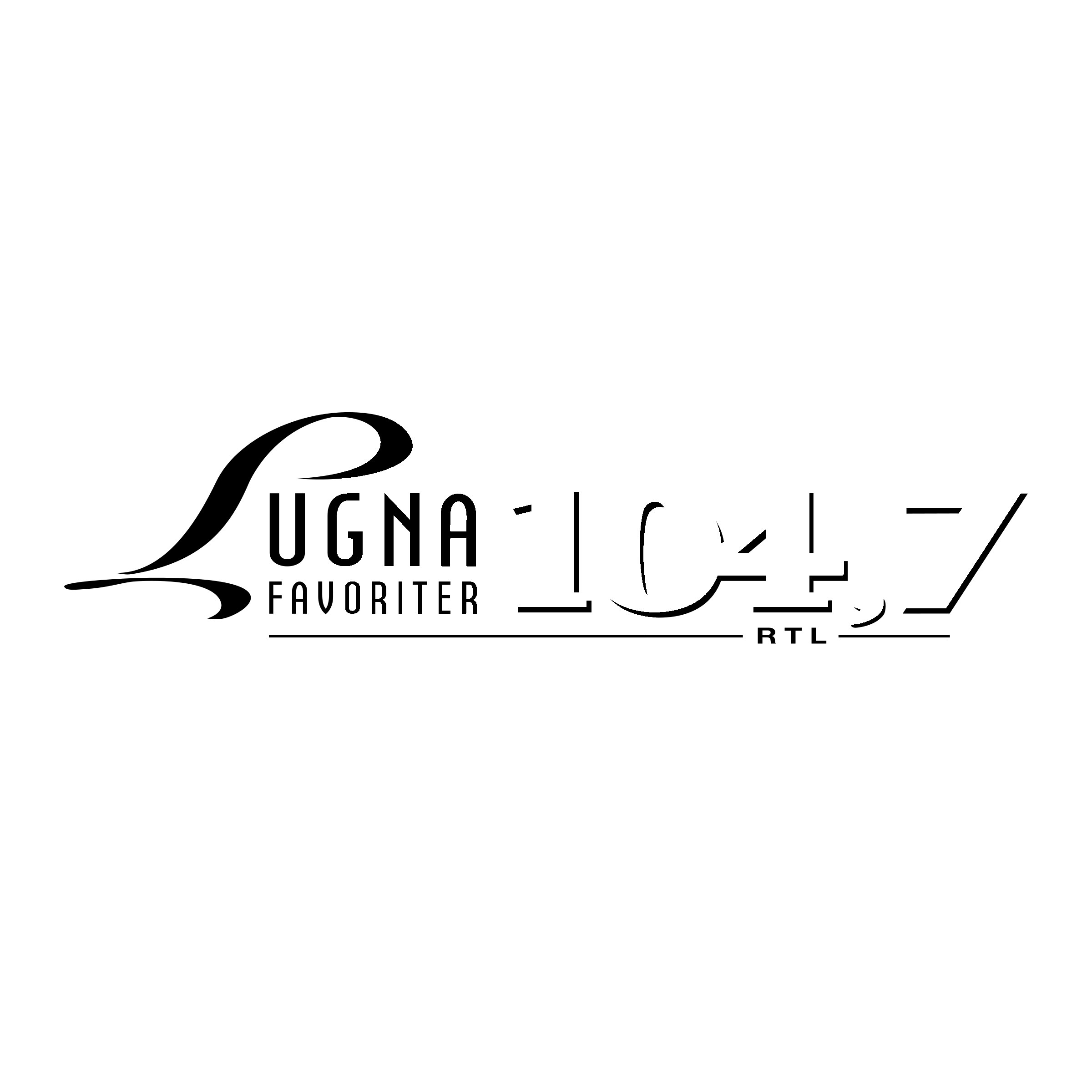 Lugna Favoriter 104 7 Logo black and white