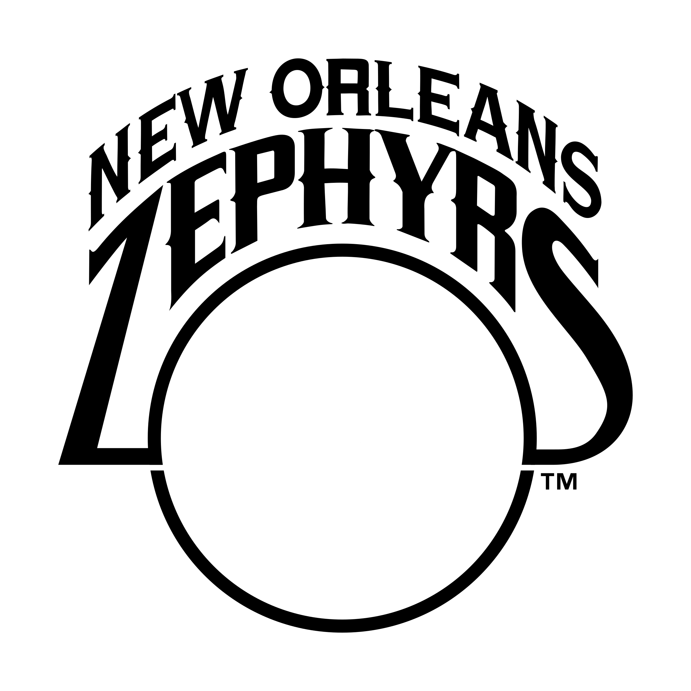 New Orleans Zephyrs Logo black and white