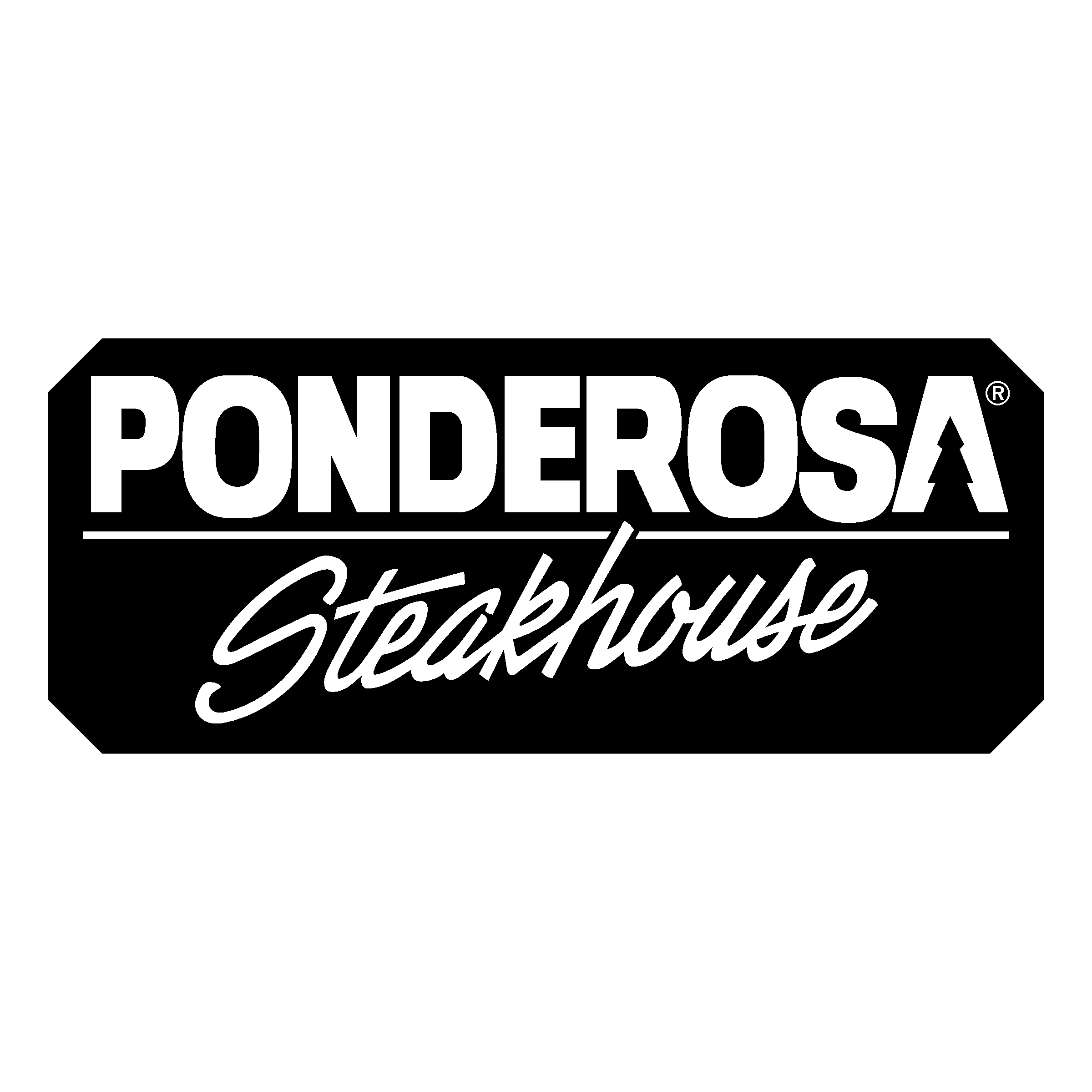 Ponderosa Steakhouse Logo black and white