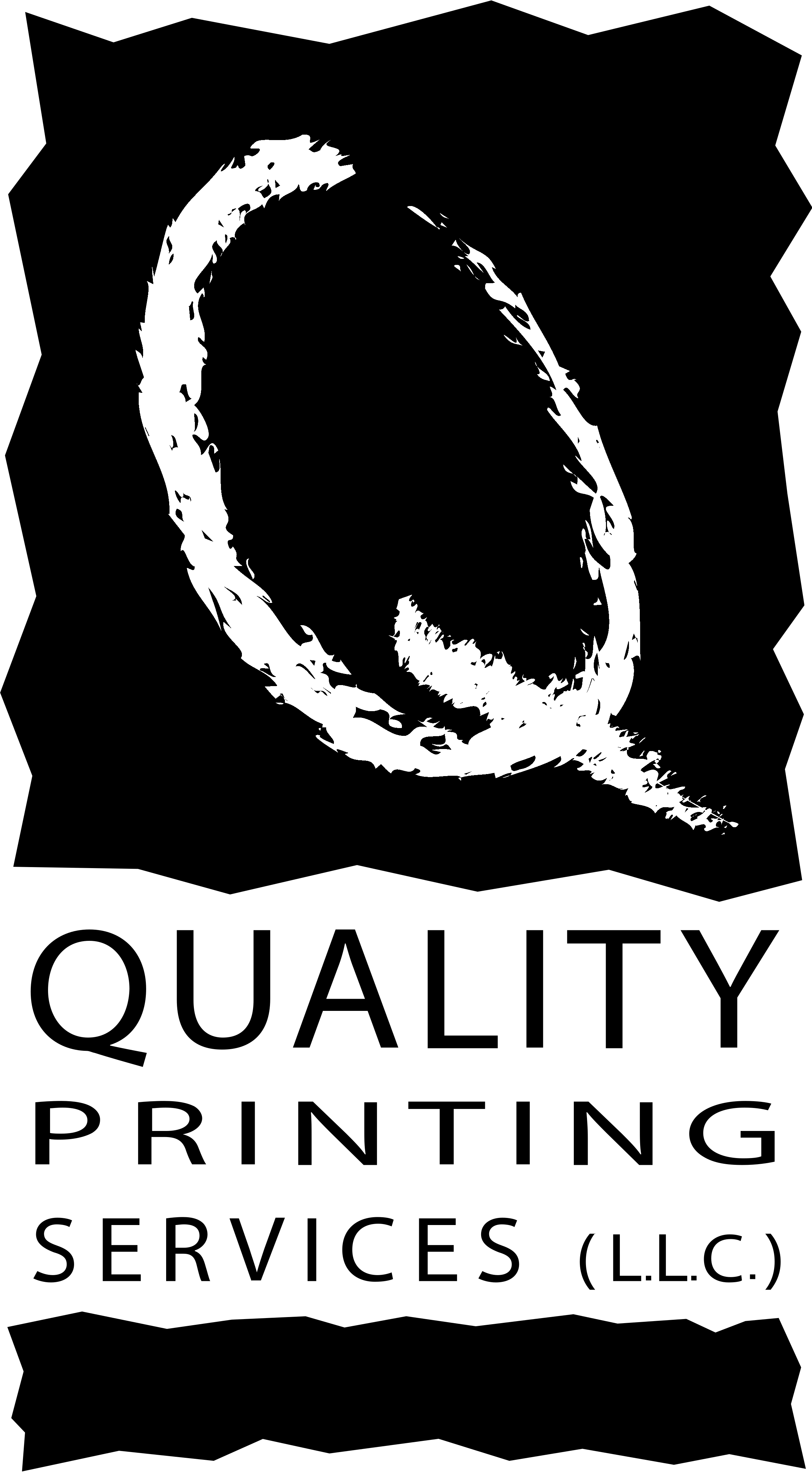 Quality Printing Services LLC Logo black and white