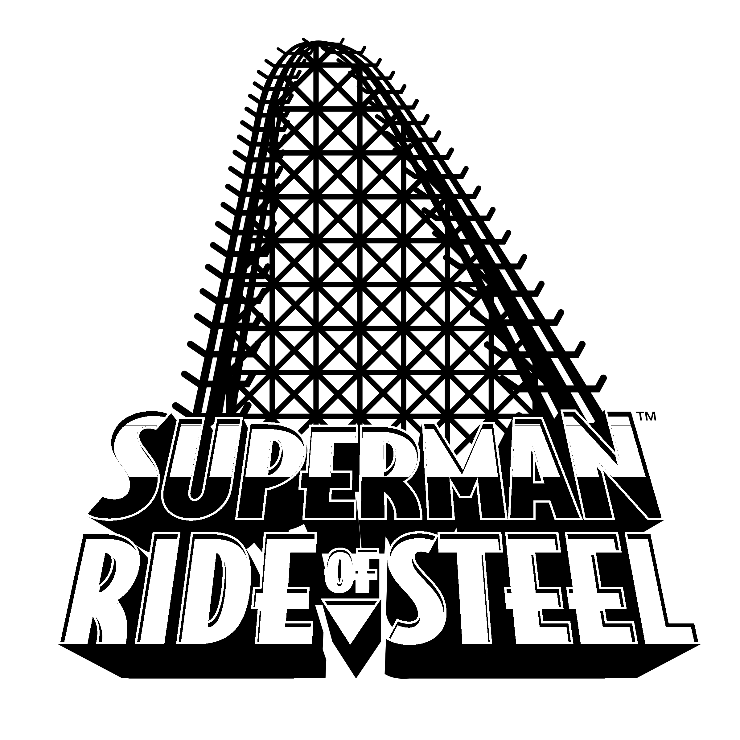 Superman Ride of Steel Logo black and white
