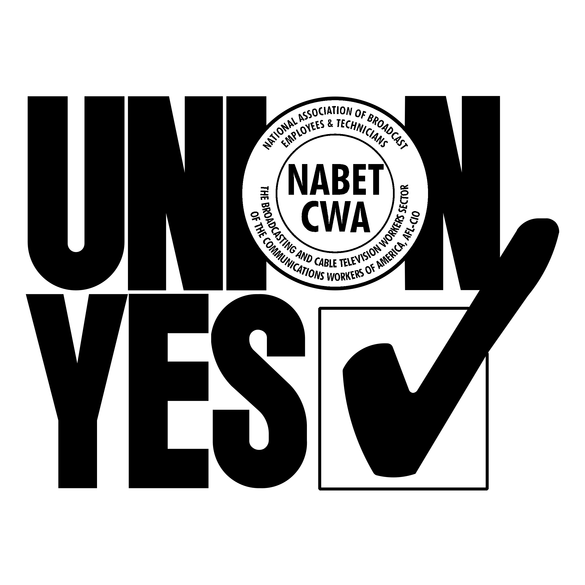 UNION YES NABET CWA Logo black and white