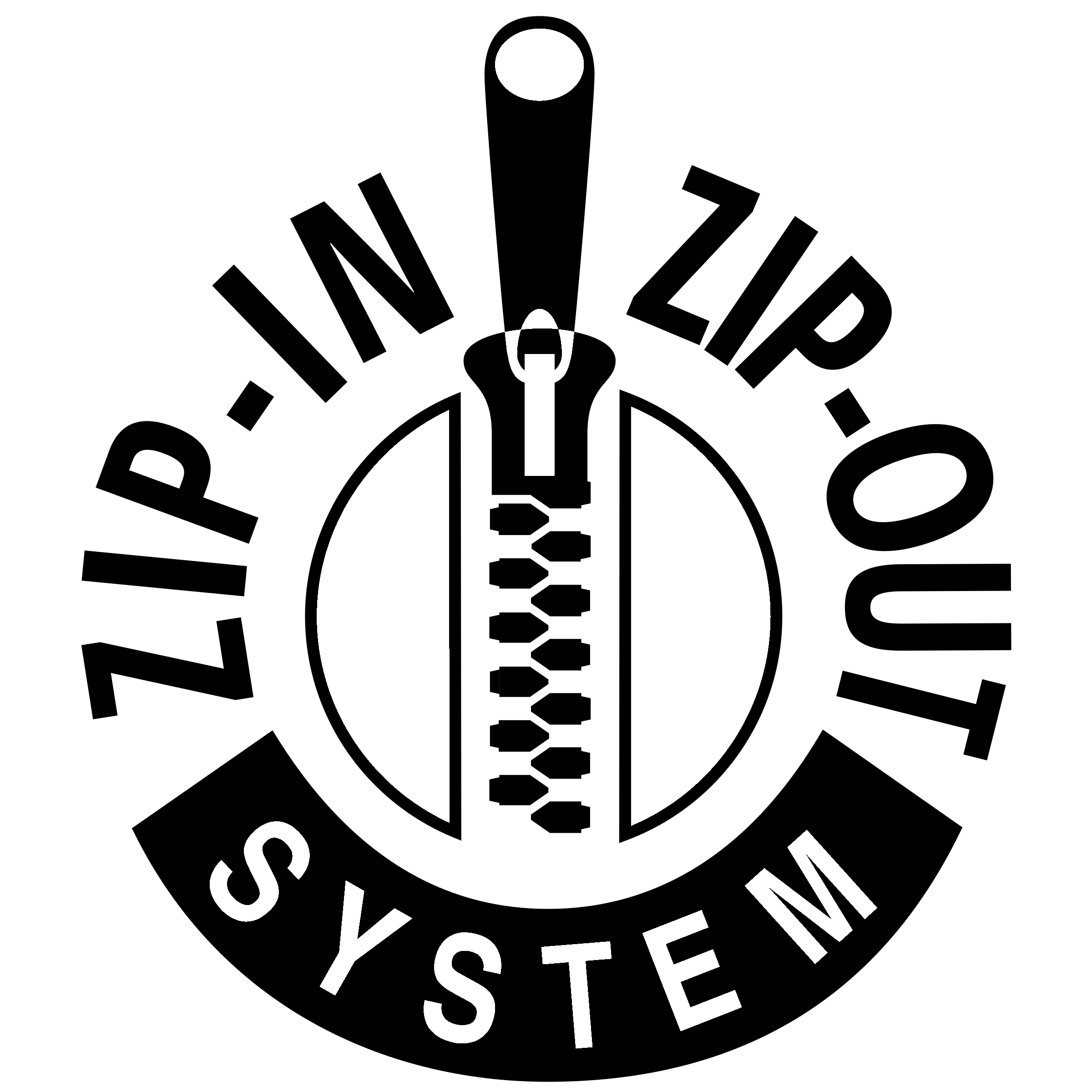 Zip In Zip Out System Logo black and white
