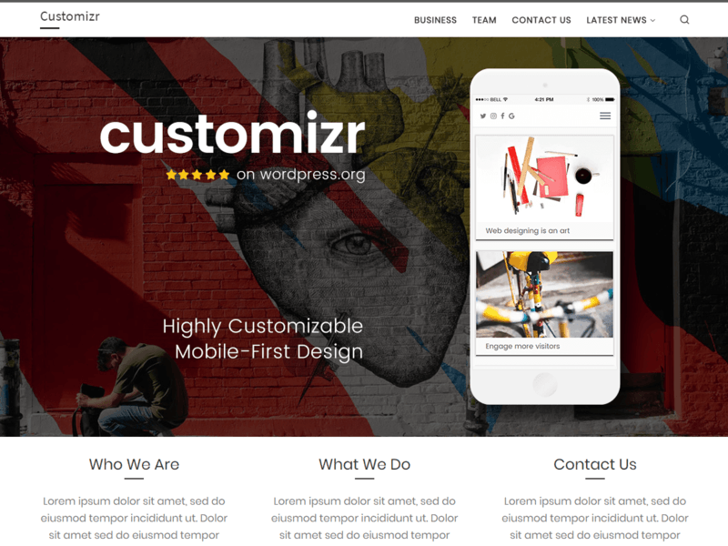 Customizr - Free WordPress Theme Screenshot