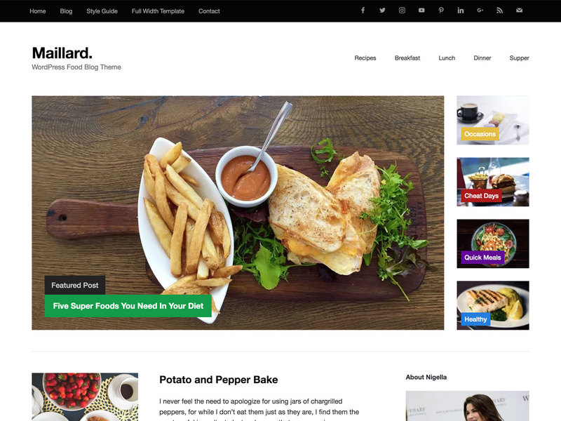 Maillard - Free Food WordPress Theme Screenshot