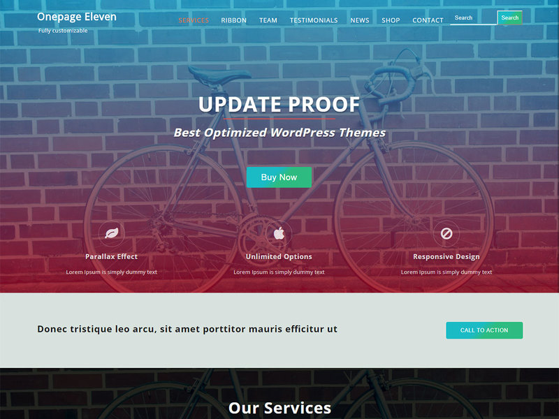Onepage Eleven - Free Ecommerce WordPress Theme Screenshot