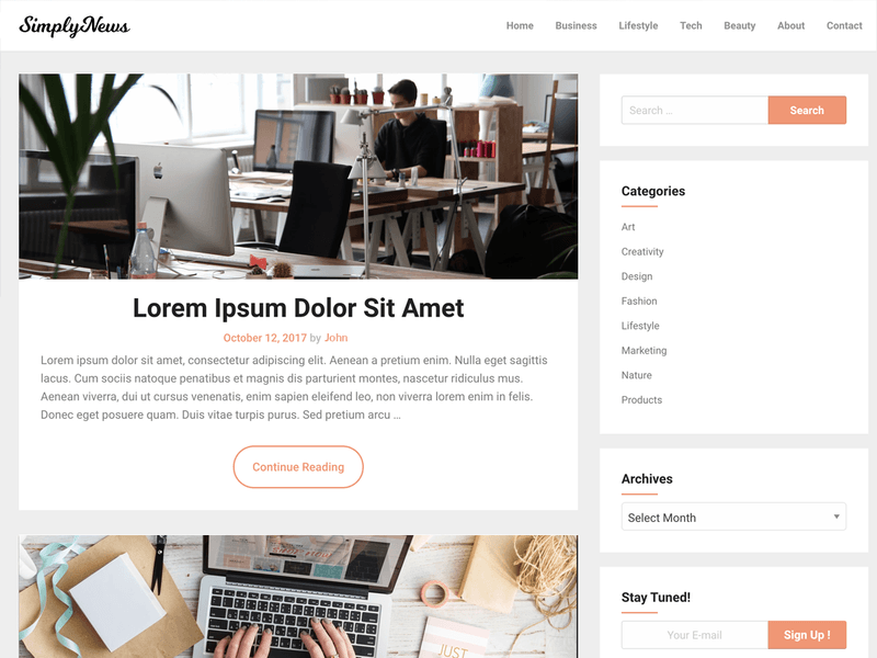 SimplyNews - Free Magazine WordPress Theme Screenshot