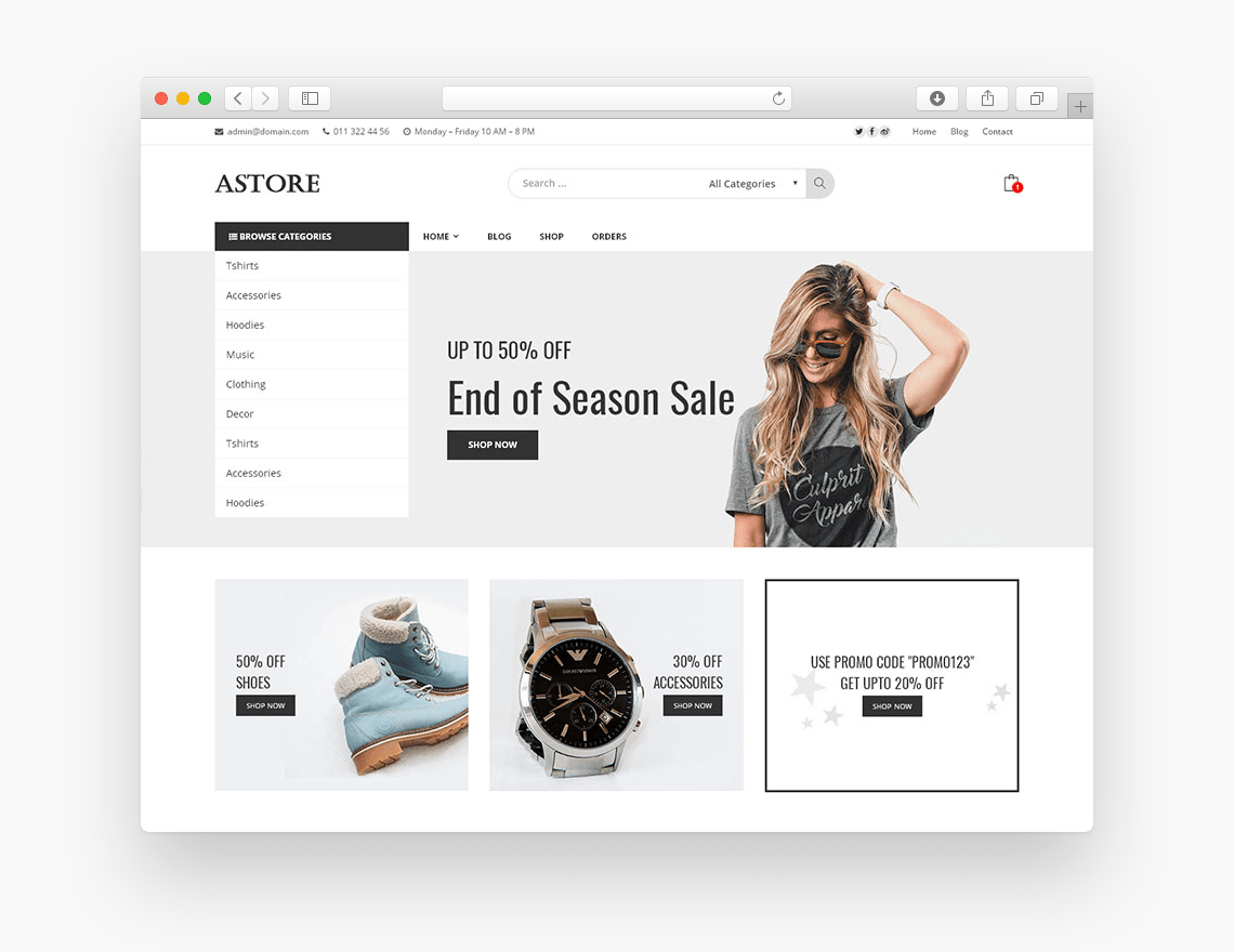 AStore - Free Ecommerce WordPress Theme In Browser