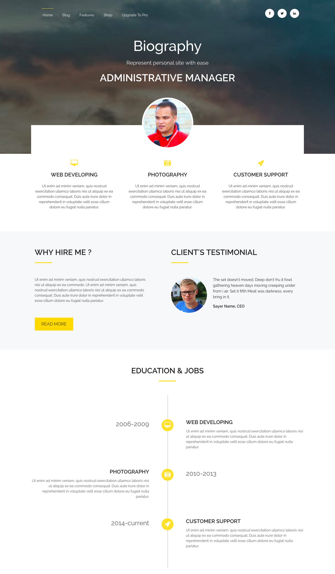 Biography - Free Ecommerce WordPress Theme - Freebie Supply