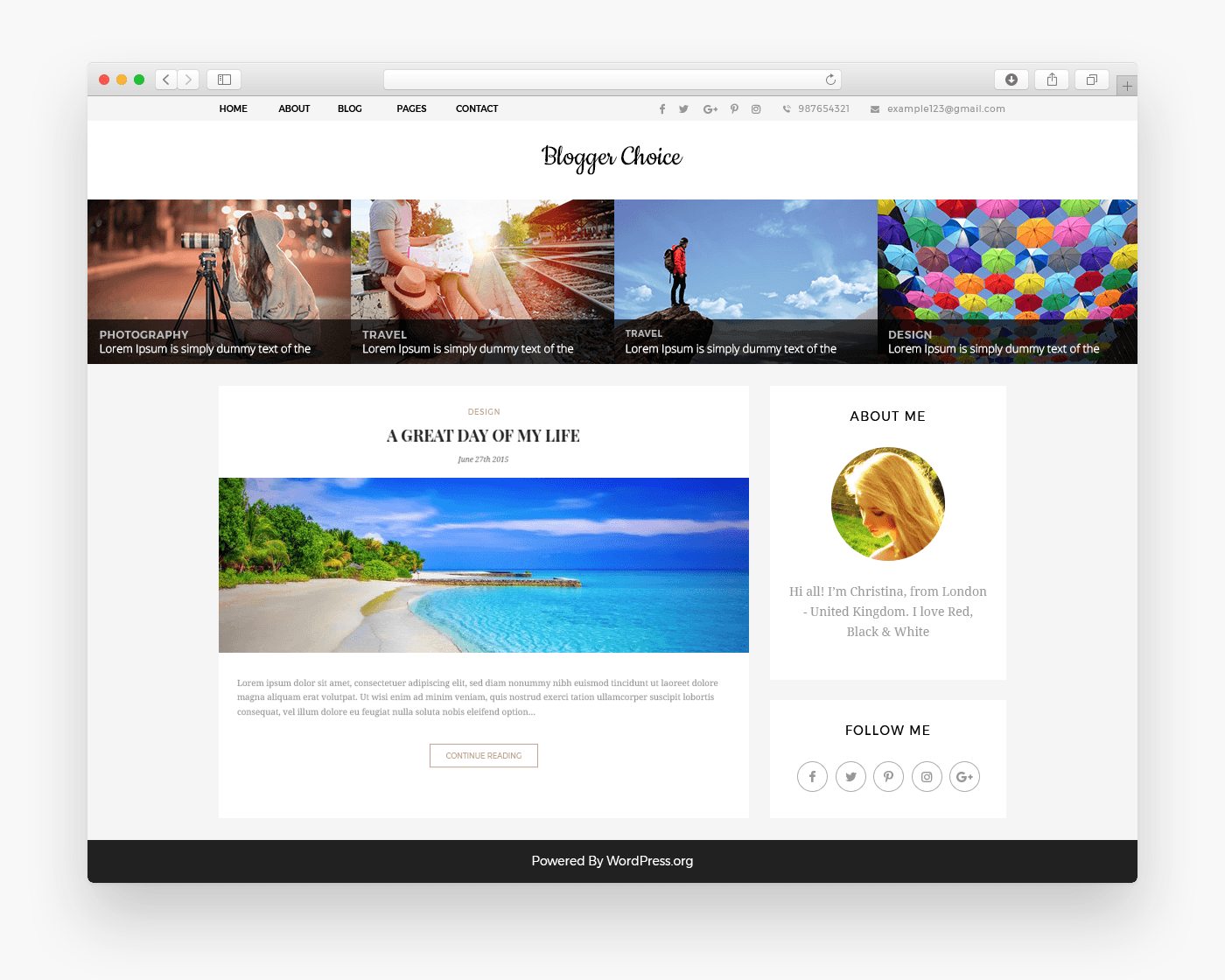 Blogger Choice - Free Magazine WordPress Theme In Browser