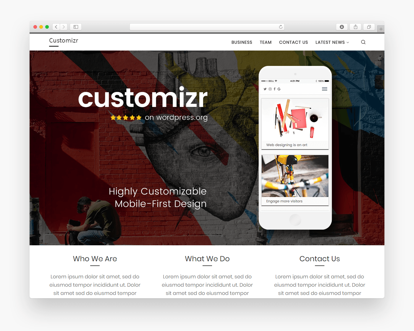 Customizr - Free WordPress Theme In Browser