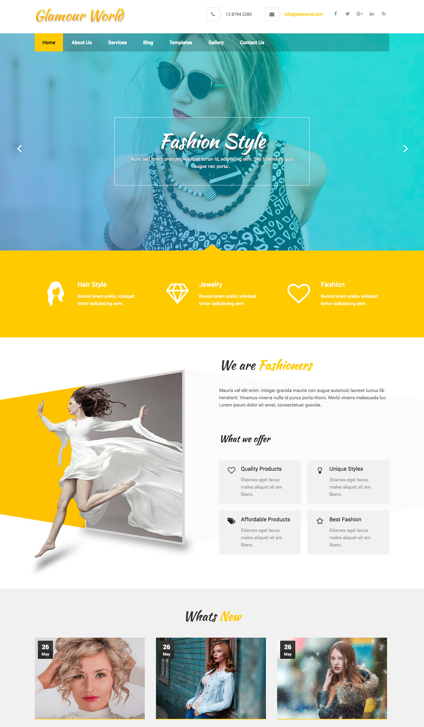 Glamour World - Free Business WordPress Theme Large Preview