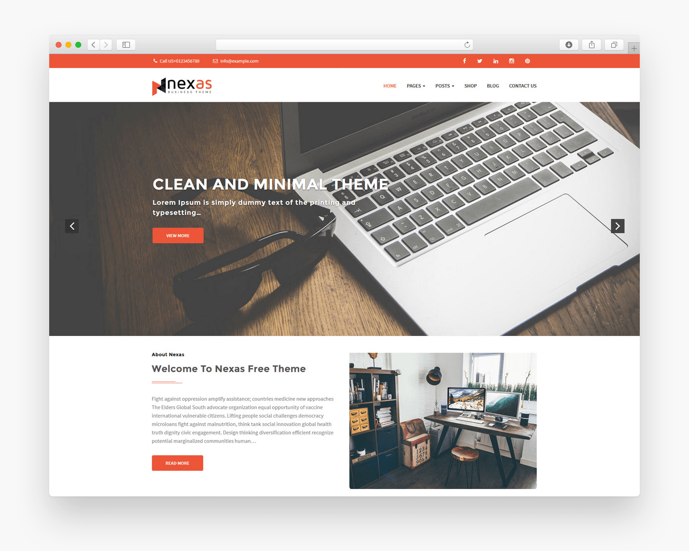Nexas - Free Business WordPress Theme In Browser