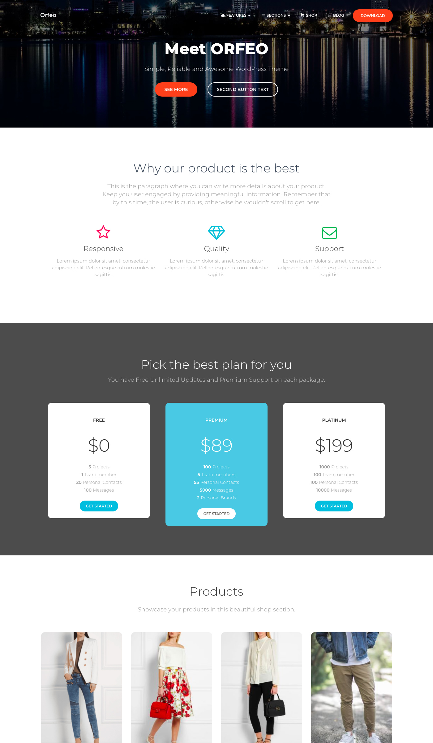 Orfeo - Free Ecommerce WordPress Theme Large Preview