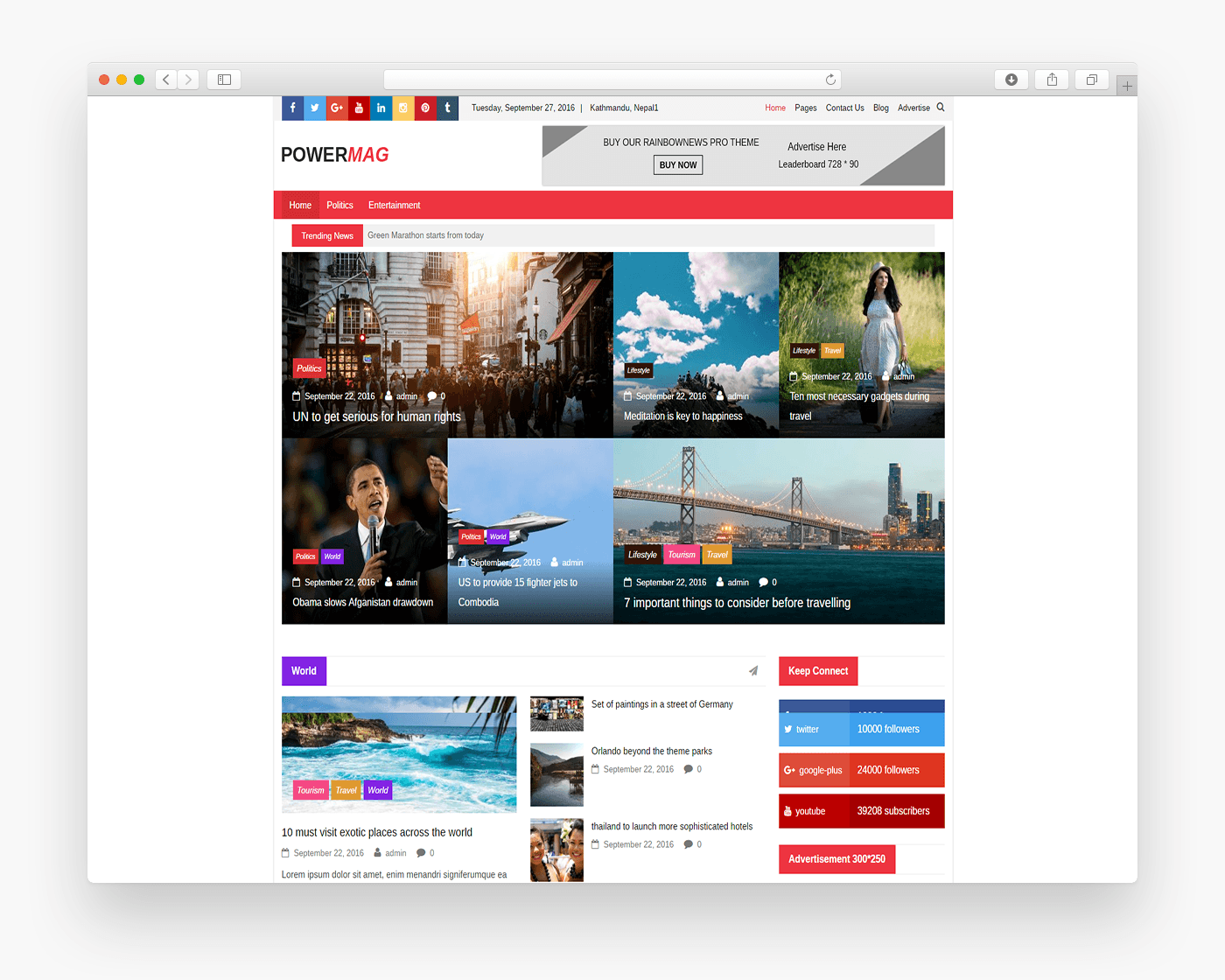 Power Mag - Free Magazine WordPress Theme In Browser