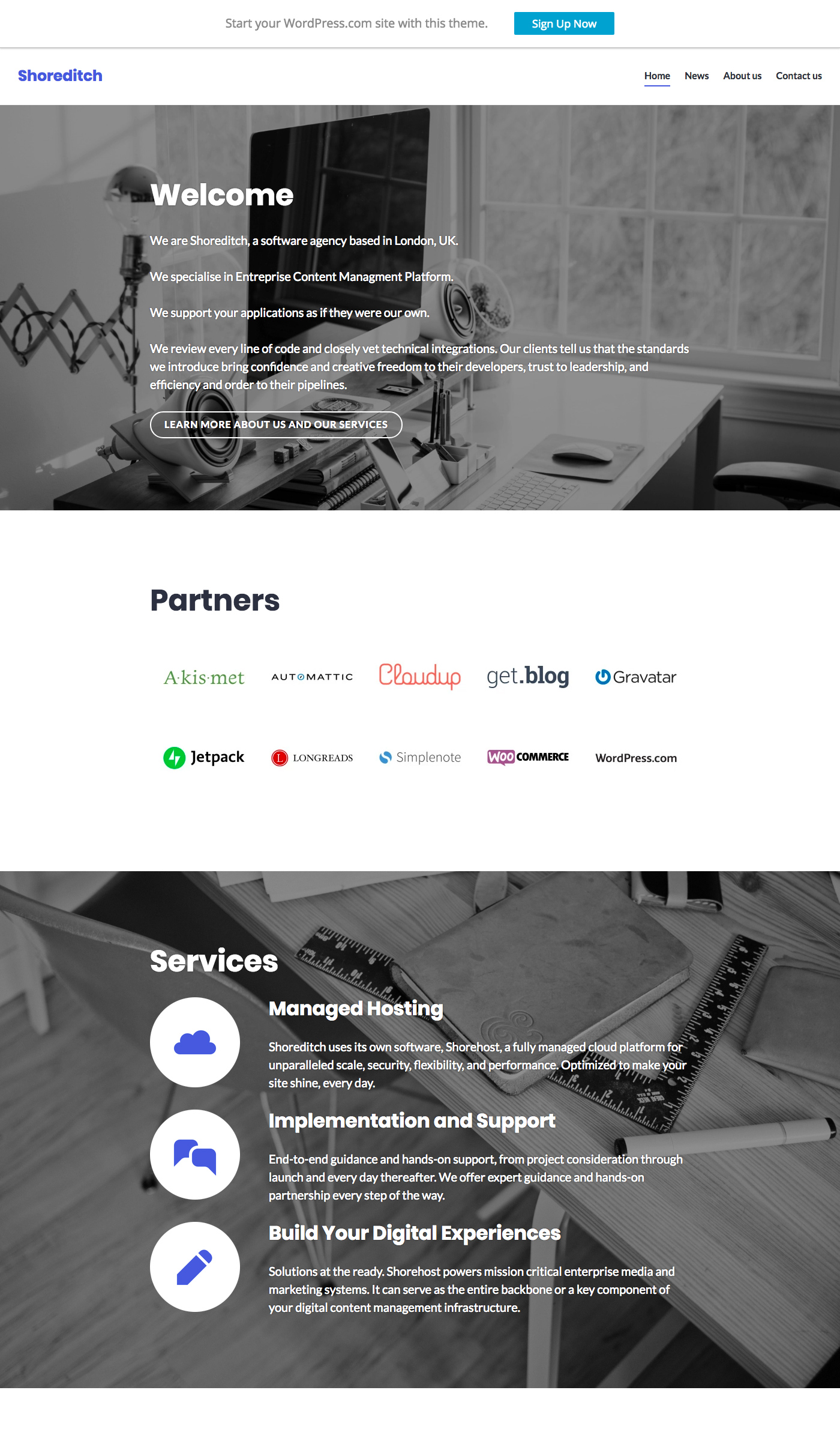 Shoreditch - Free Business WordPress Theme Large Preview