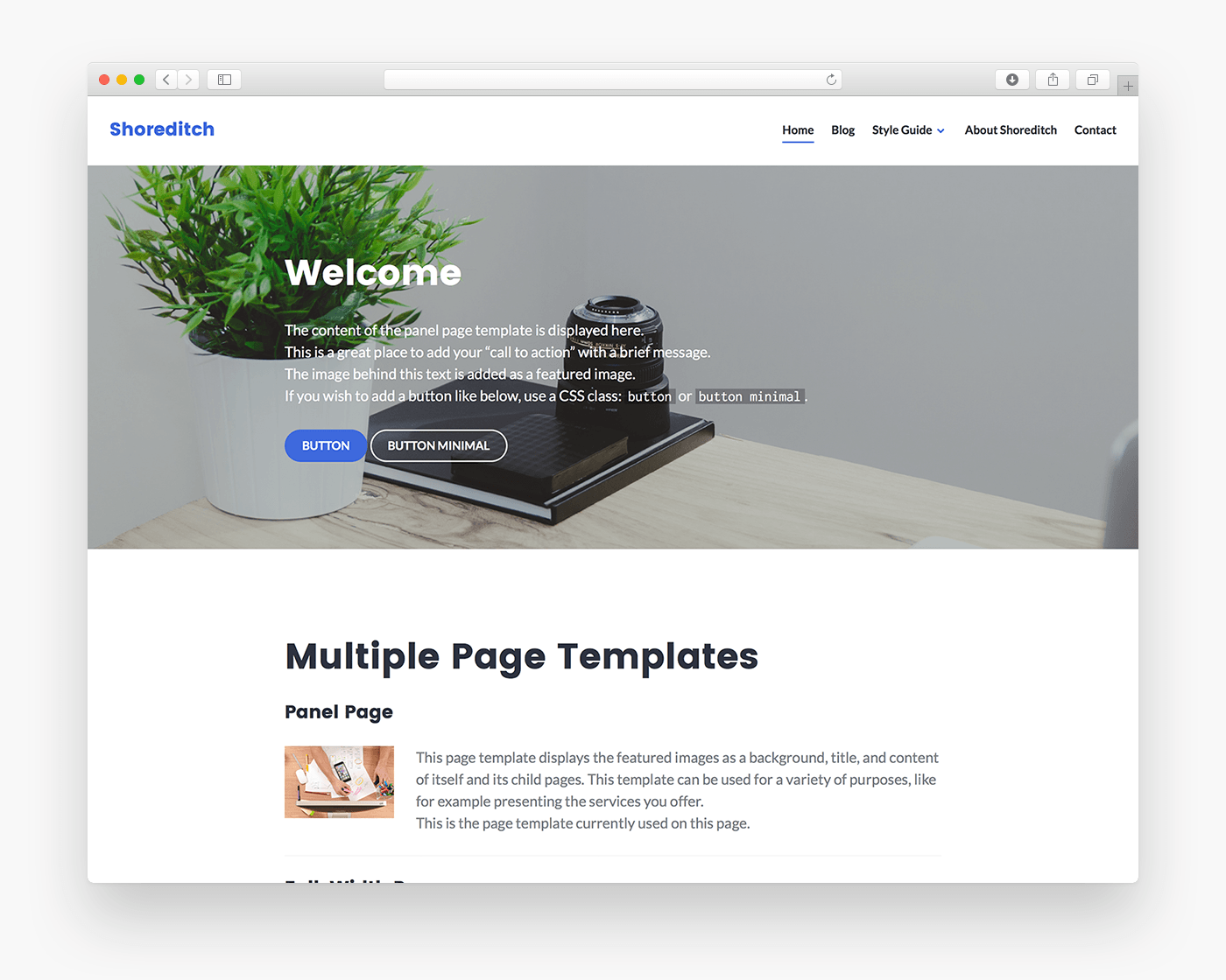 Shoreditch - Free Business WordPress Theme In Browser