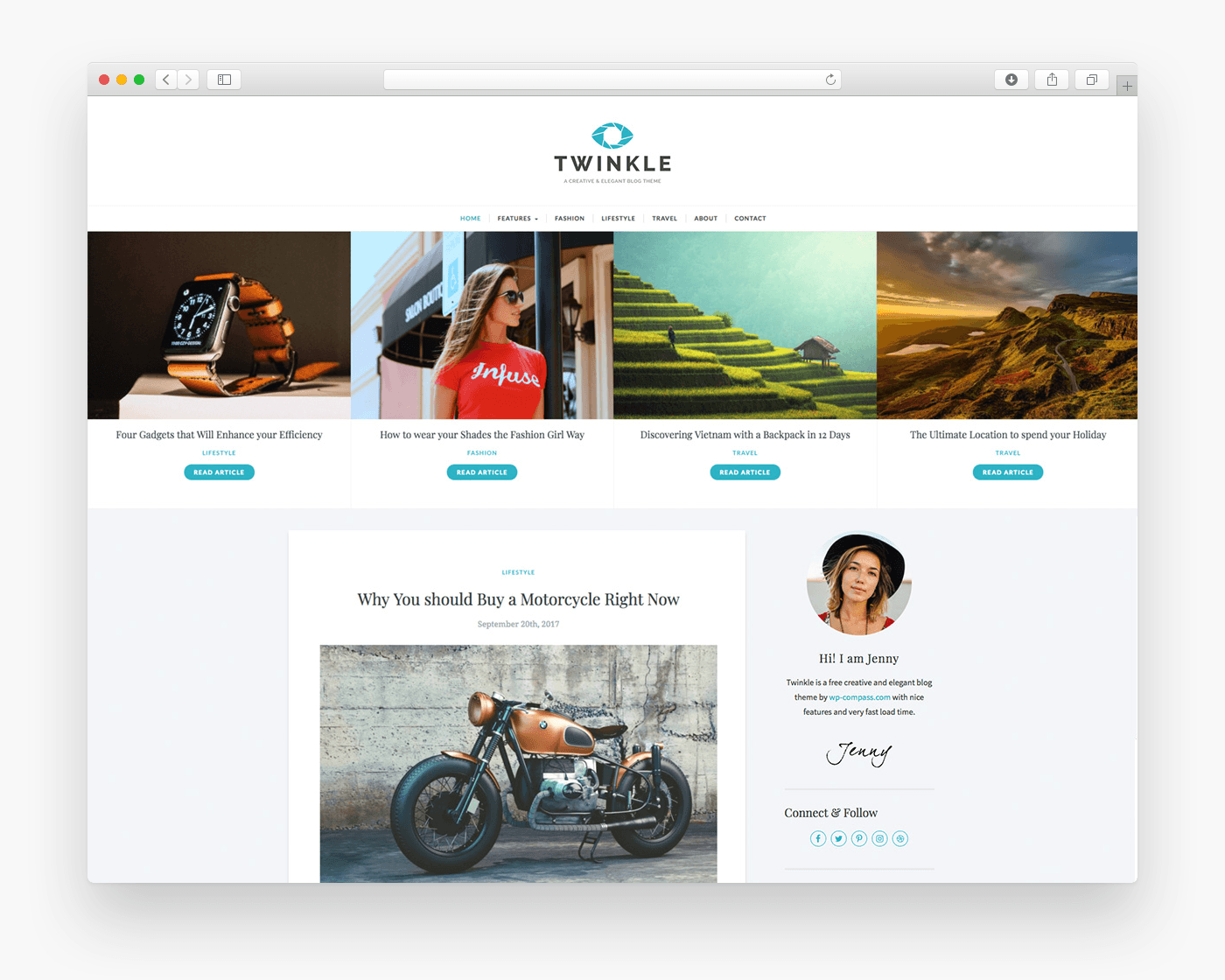 twinkle - Free Business WordPress Theme In Browser